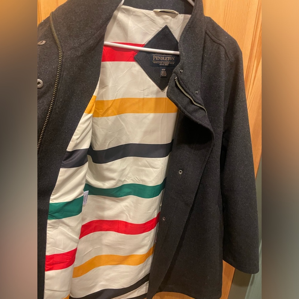Beautiful Pendleton Glacier Stripe Wool Coat Sz M - image 4